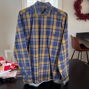 Stylish Blue and Yellow Plaid Men's Shirt